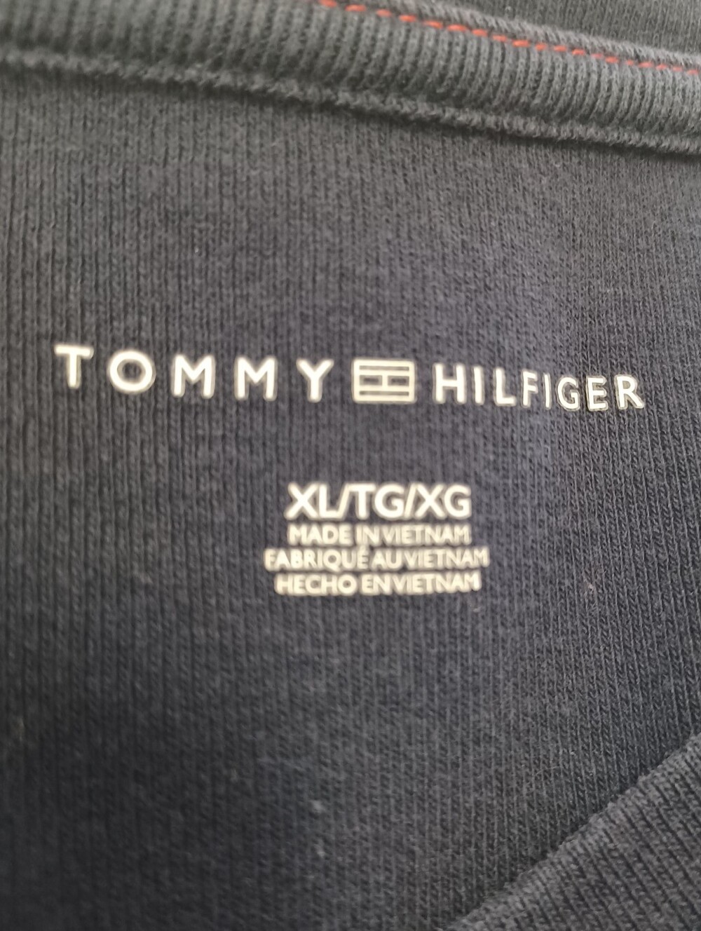 Tommy Hilfiger Navy Blue 3/4 Sleeve Boat Neck Cotton Slim Fit Tee Size XL - Picture 3 of 9